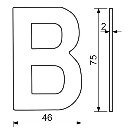 RN.75L.MD písmeno "B" 75mm medené