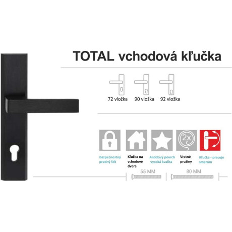 TOTAL vchodová kľučka-kľučka čierna