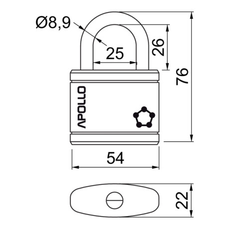 RV.APOLLO.54.SET2.CRN sada visiacich zámkov