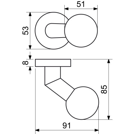 RK.KNOB.02.FIX.N vyhnutá guľa na dvere