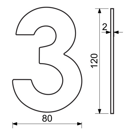 RN.120L.3.MD číslo "3" 120mm medené