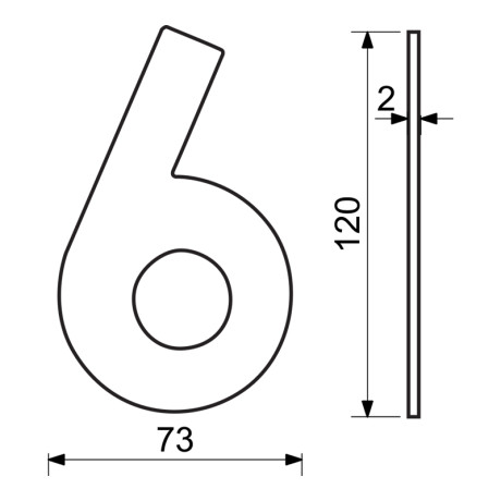 RN.120L.6.MD číslo "6" 120mm medené