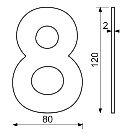 RN.120L.8.MD číslo "8" 120mm medené