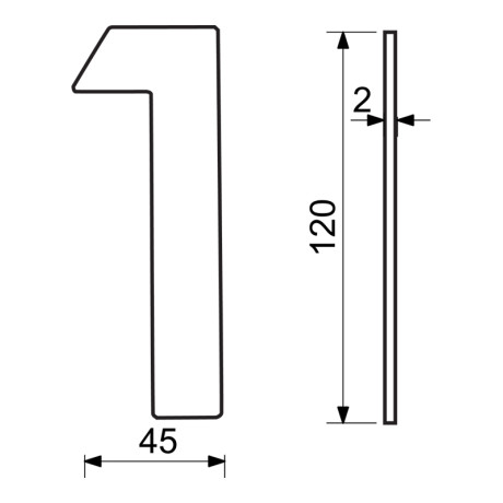 RN.120L.1.CE číslo "1" 120mm čierne matné