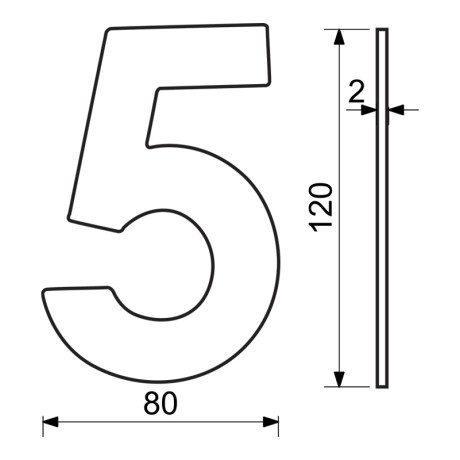 RN.120L.5.CE číslo "5" 120mm čierne matné