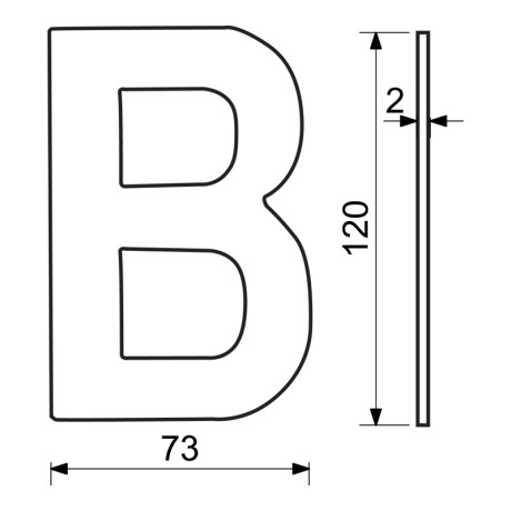 RN.120L.B.CE písmeno "B" 120mm čierne matné