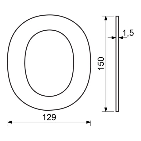 RN.150L.0.CE číslo "0" 150mm čierne matné