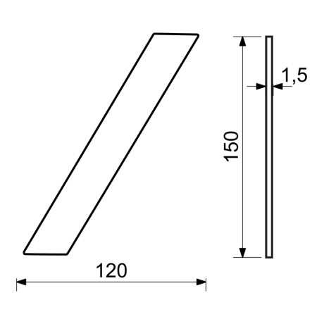 RN.150L./.CE lomítko "/" 150mm čierne matné