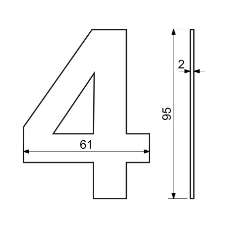 RN.95L.4.N číslica "4" 95mm nerez