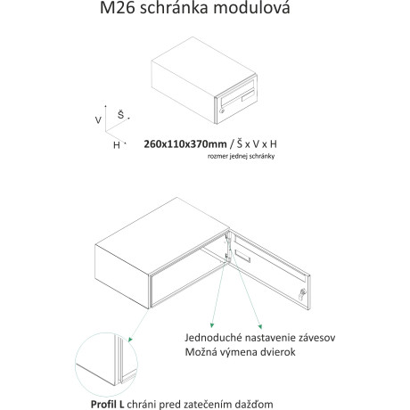 Zostava schránok 4x6 schr. M26 RAL7040 výpredaj