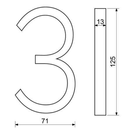 RN.125V.3.CE číslo "3" čierne