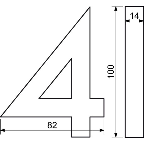 Číslo " 4 " 3D čierne 100mm