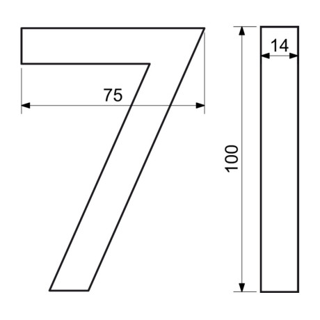 Číslo " 7 " 3D čierne 100mm